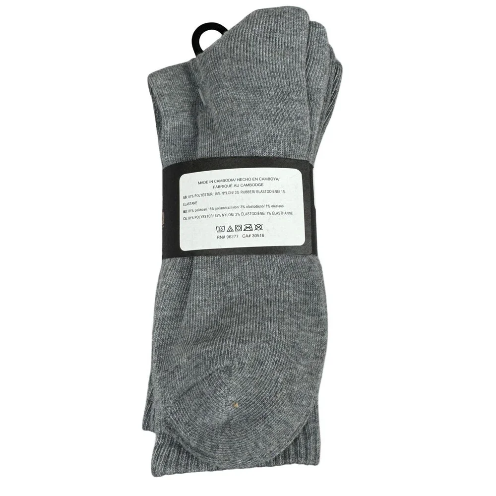 Vans Mens Size 6.5-9 Crew Socks 3-Pack Classic Casual Athletic Gray Grey New